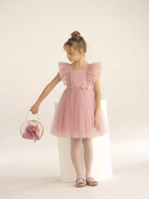 rochie eleganta din tul roz pentru fetite primavara vara Tiana roz