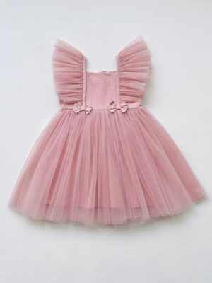 rochie eleganta din tul roz pentru fetite primavara vara Tiana roz