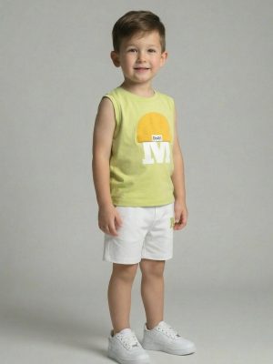 set de vara pentru baieti baietei verde alb green m