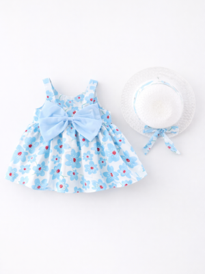 rochita albastra bleu de vara cu palarie pia blue