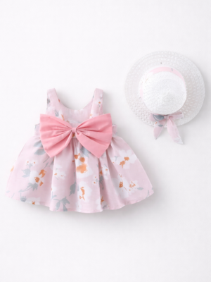 rochita roz cu flori de vara cu palarie pia pink