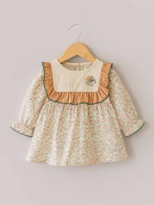 Rochie cu imprimeu floral si volane, Yvette