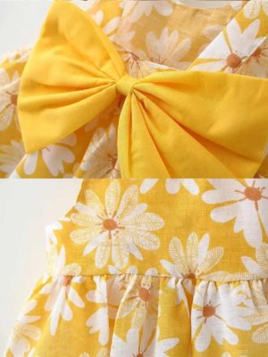 rochie galbena cu flori si palarie pia sunny