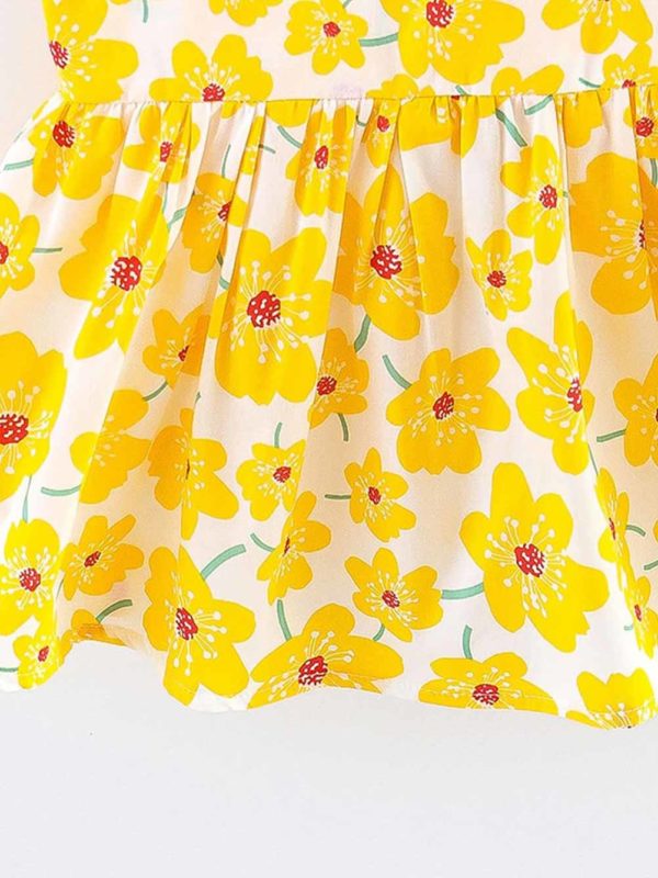 rochie galbena de vara cu flori si palarie pia sunny