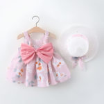 rochie roz cu fundita si palarie pia pink