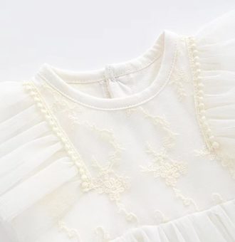 rochita pentru bebelusi rochie pentru fetite alba brodata pentru copii cu tul si bentita rochie eleganta botez eveniment babydoll