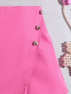 compleu set de doua piese roz de vara pentru fetite rosa