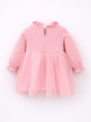 rochita roz cu maneci lungi si tul jolly