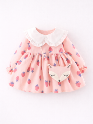 rochita rochie roz cu capsuni pentru bebelusi si fetite rochie scurta fetite pink berry