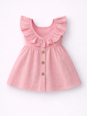 rochita roz fara maneci cu volane pentru fetite rochie roz de vara pentru fete fetite jenny