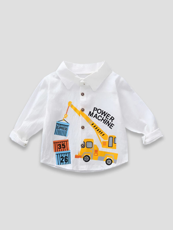 camasa alba de bumbac cu masinuta cars white
