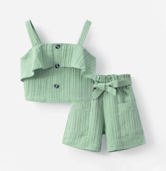 compleu cu tricou si pantaloni scurti cu cordon lily mint