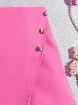 compleu roz cu tricou si fusta pantalon rosa