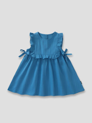 rochie bleu de vara cu fundite si volane josie