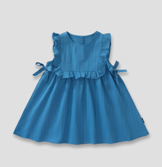 rochie bleu de vara cu fundite si volane josie