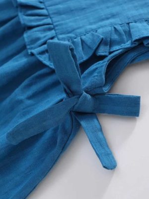 rochie bleu de vara cu fundite si volane josie