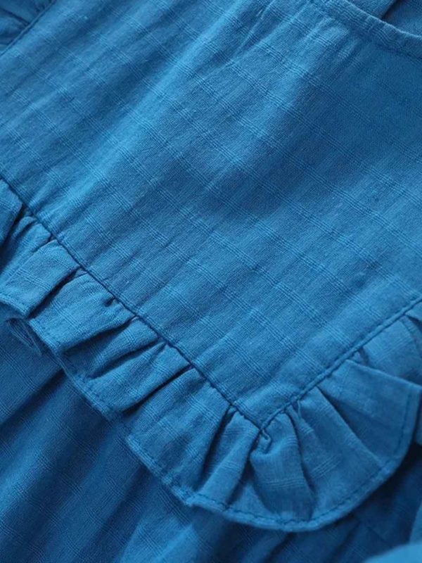 rochie bleu de vara cu fundite si volane josie