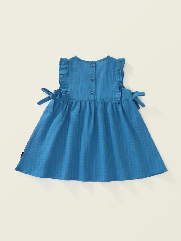 rochie bleu de vara cu fundite si volane josie