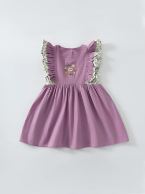 rochie mov de vara cu volane rosa