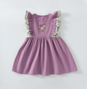 rochie mov de vara cu volane rosa