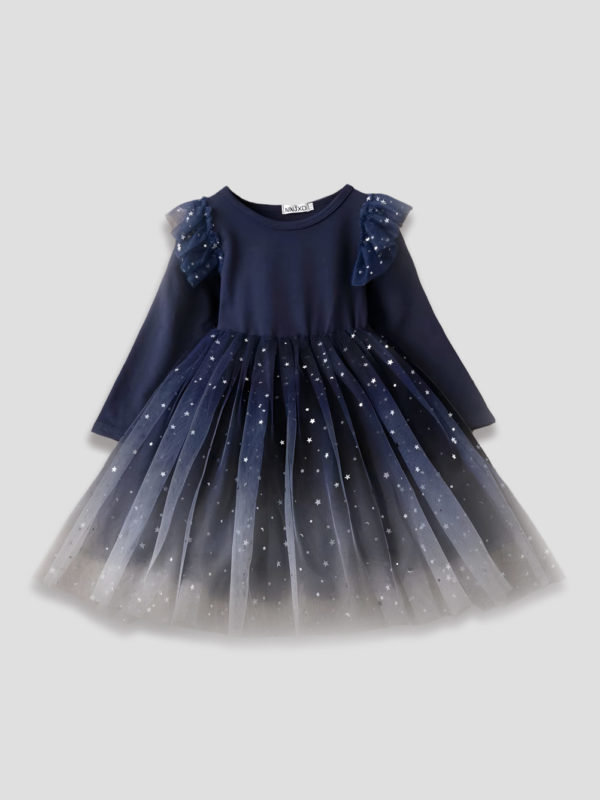 rochie stralucitoare cu stelute si tul stars navy