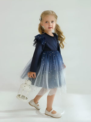 rochie stralucitoare cu stelute si tul stars navy
