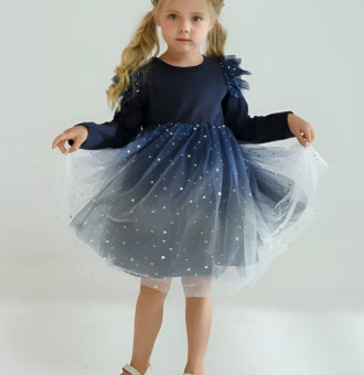 rochie stralucitoare cu stelute si tul stars navy