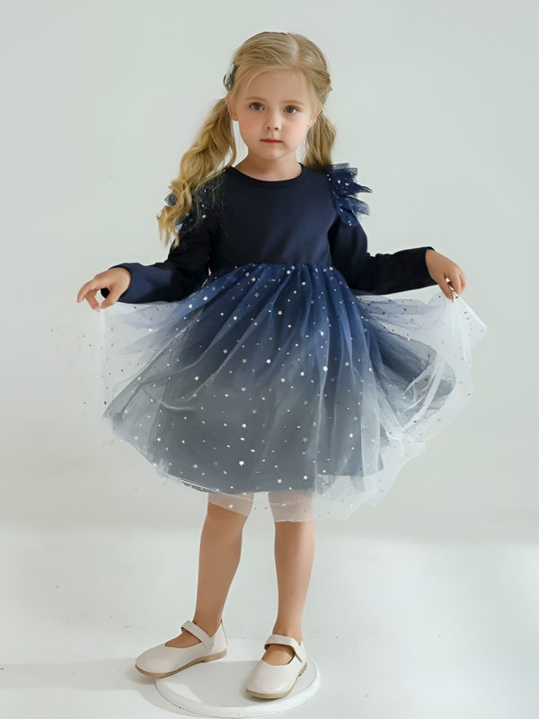 rochie stralucitoare cu stelute si tul stars navy