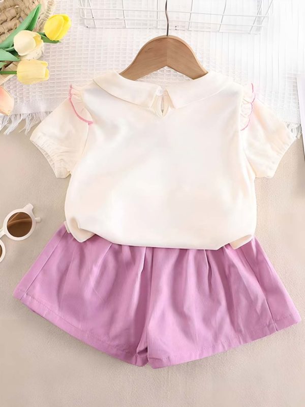 set cu tricou si fusta pantalon roz fancy