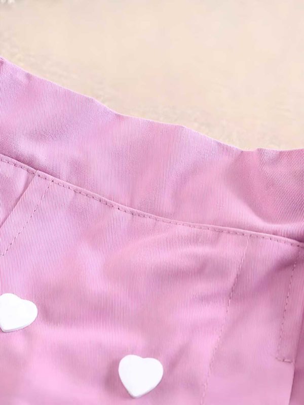 set cu tricou si fusta pantalon roz fancy