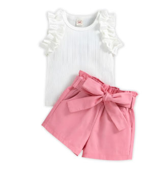 set cu tricou si pantaloni scurti cu cordon lisa