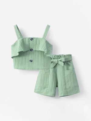 set de vara verde deschis cu maieu si pantaloni scurti lily