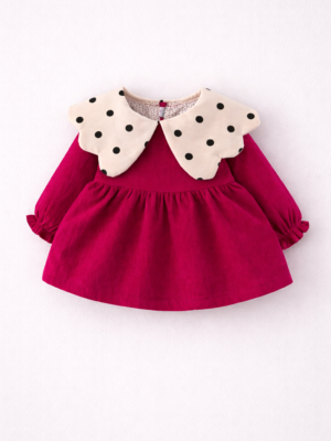 rochie scurta rosie cu buline pentru fetite fete minelli