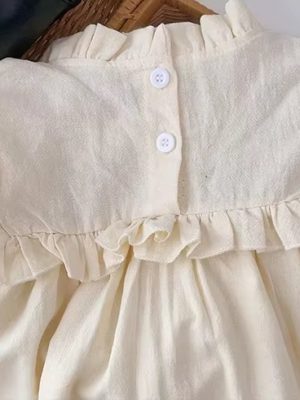 rochita rochie pentru fetite galbena cu volane si flori lunga rustic