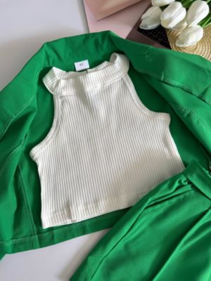 compleu costum verde pentru fetite fete maieu sacou pantaloni scurti moni