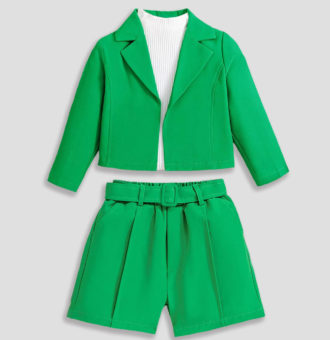 costum smart casual cu 3 piese moni green
