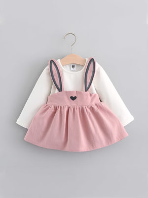 rochita rochie scurta pentru fetite roz deschis pink rabbit
