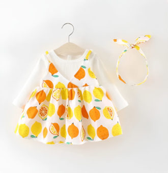 rochie multicolora cu fructe citrus