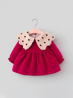 rochie rosie scurta de primavara toamna minelli