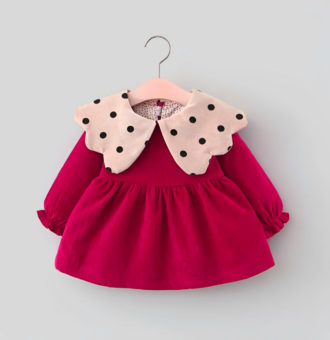 rochie rosie scurta de primavara toamna minelli