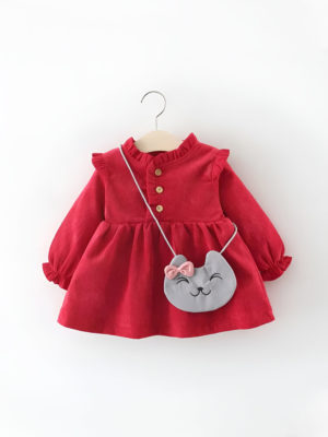 rochie rosie scurta reiata mika
