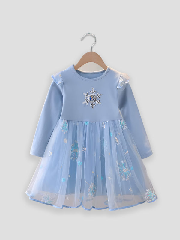 rochie albastra elsa cu paiete stralucitoare pentru fetite fete frozen elsa