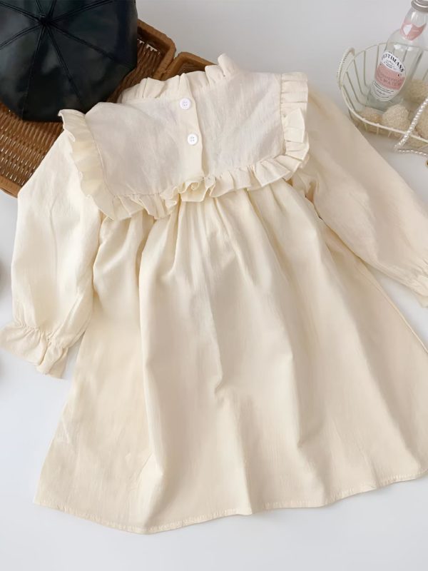 rochita galbena evazata cu volane si flori rustic