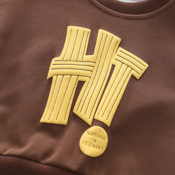 set de 2 piese cu bluza si pantaloni pentru toamna primavarapentru baietei copii brown buddy
