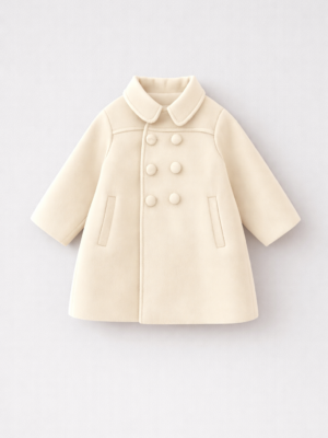 palton bej pentru fetite copii cu nasturi ema