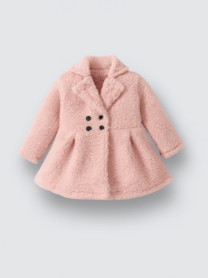 blanita de iarna palton de plus copii fetite roz teddy