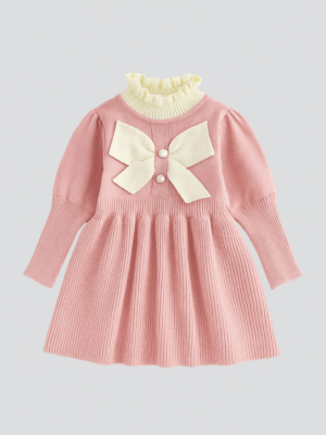 rochie tricotata roz pentru fetite copii missy