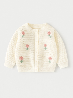 cardigan tricotat cu flori pentru copii fetite bebelusi cutelily