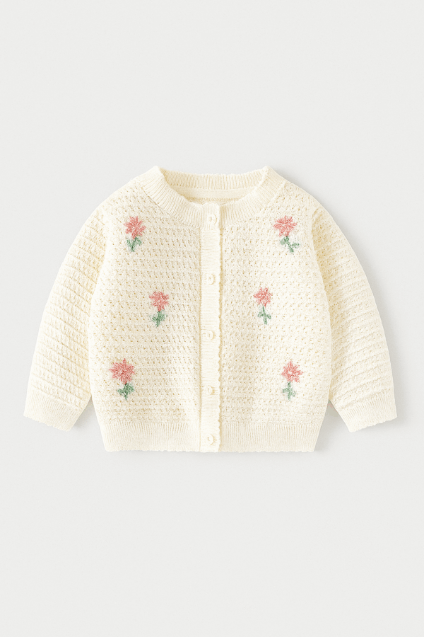 cardigan tricotat cu flori pentru copii fetite bebelusi cutelily