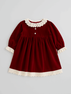 rochie rosie pentru fetite copii cu maneci lungi cindy